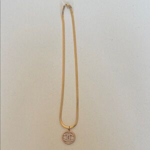 Faux Gold Necklace CC Pendant and Snake Chain